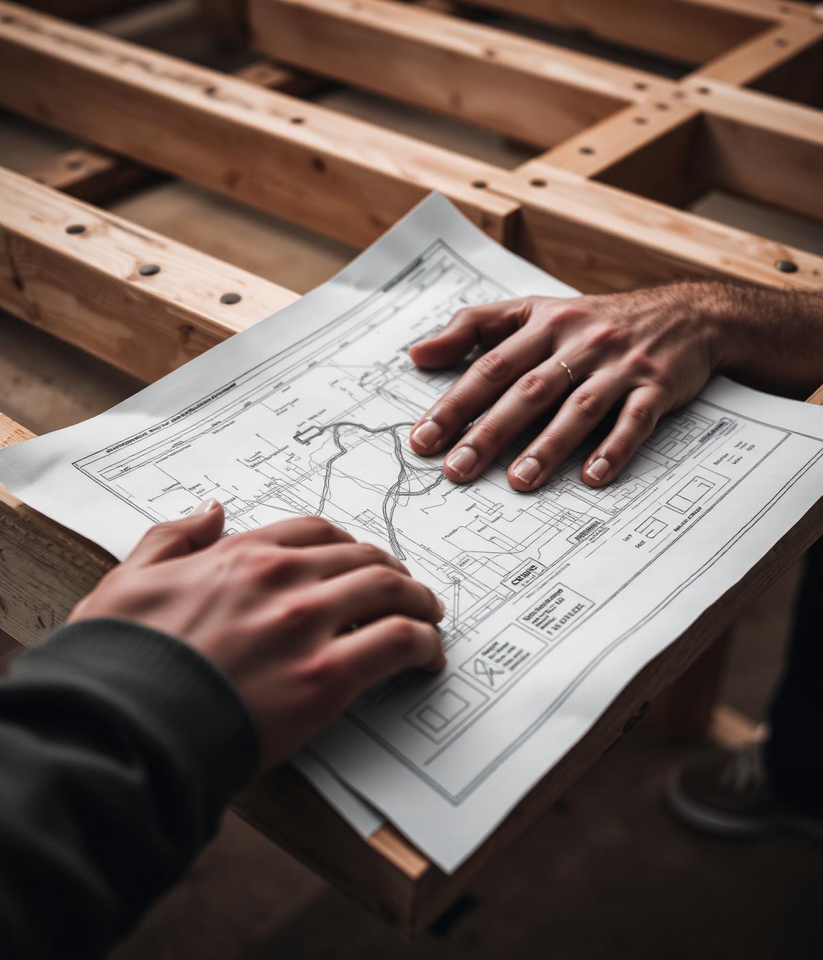Construction drawings being reviewed on site